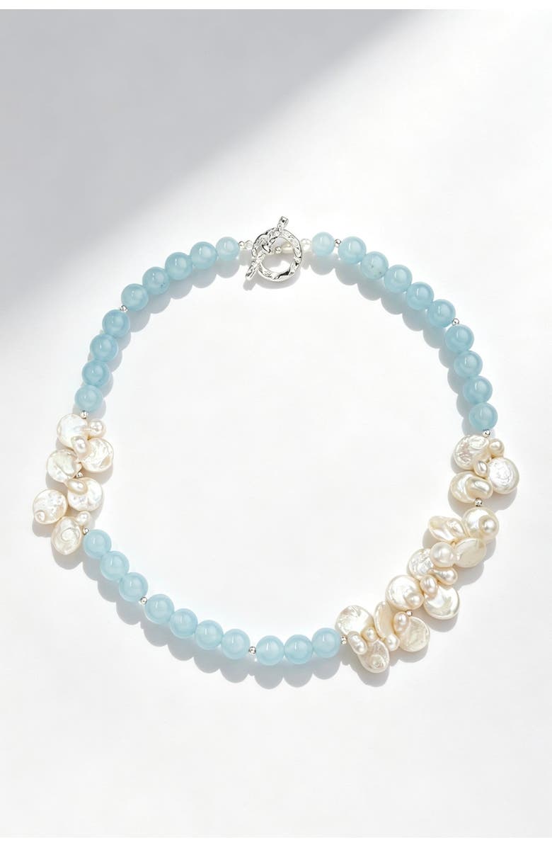 Classicharms Aquamarine & Pearl Choker Necklace, Main, color, Blue