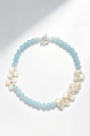 Classicharms Aquamarine & Pearl Choker Necklace