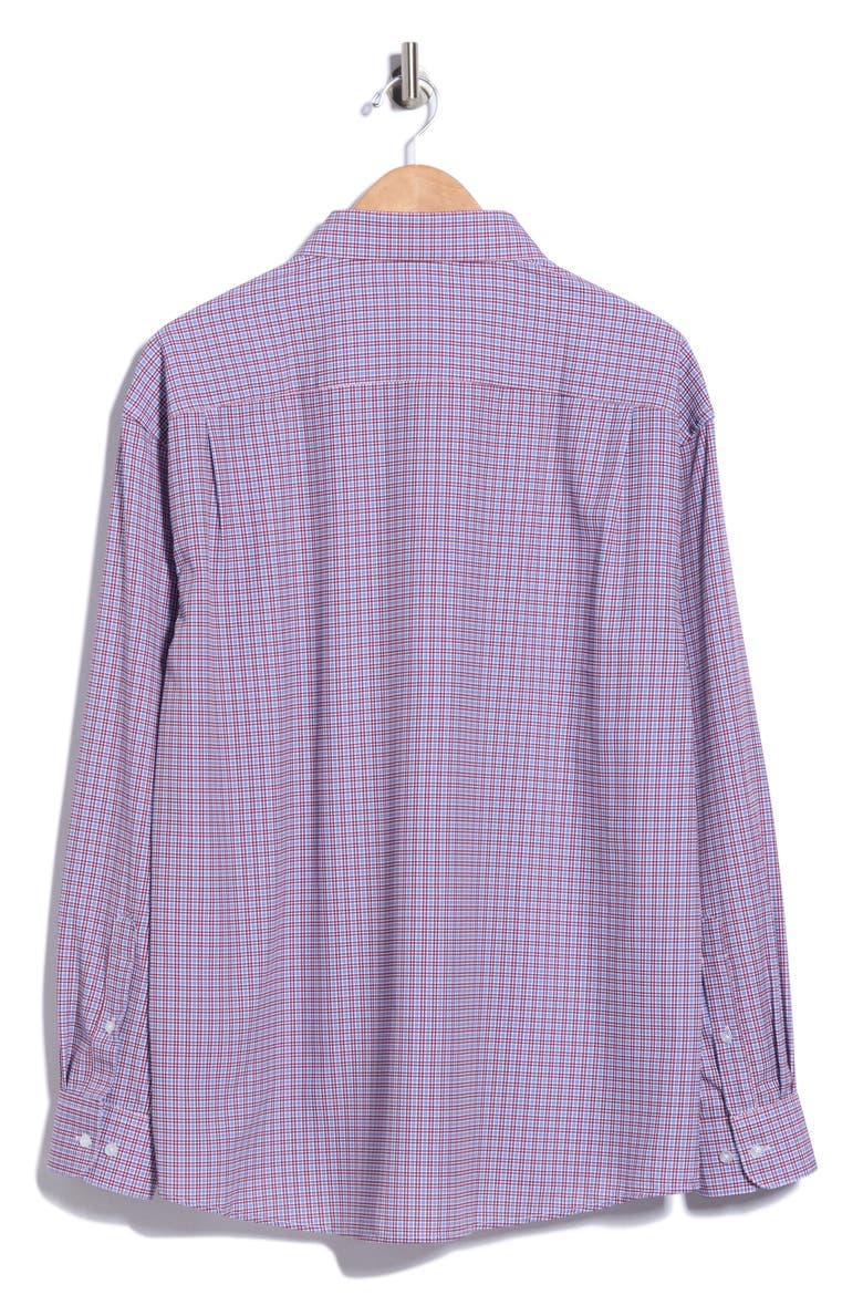 Stretch Windowpane Trim Fit Dress Shirt, Alternate, color, WHT/ BURG/ NVY