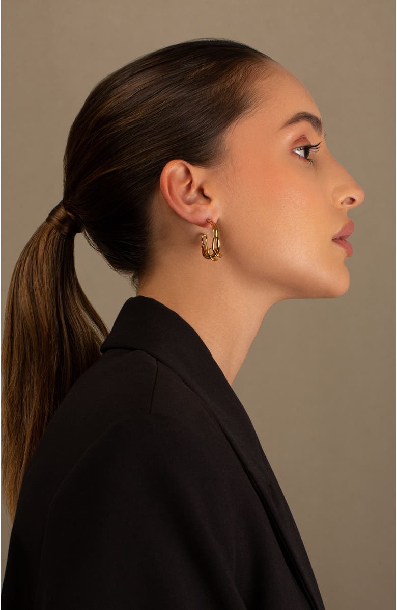PIERETTI Claudette hoops earrings, Alternate, color, Gold Plate
