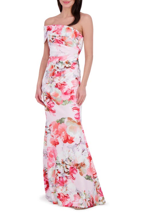 Eliza J Floral Off The Shoulder Mermaid Gown In Blush