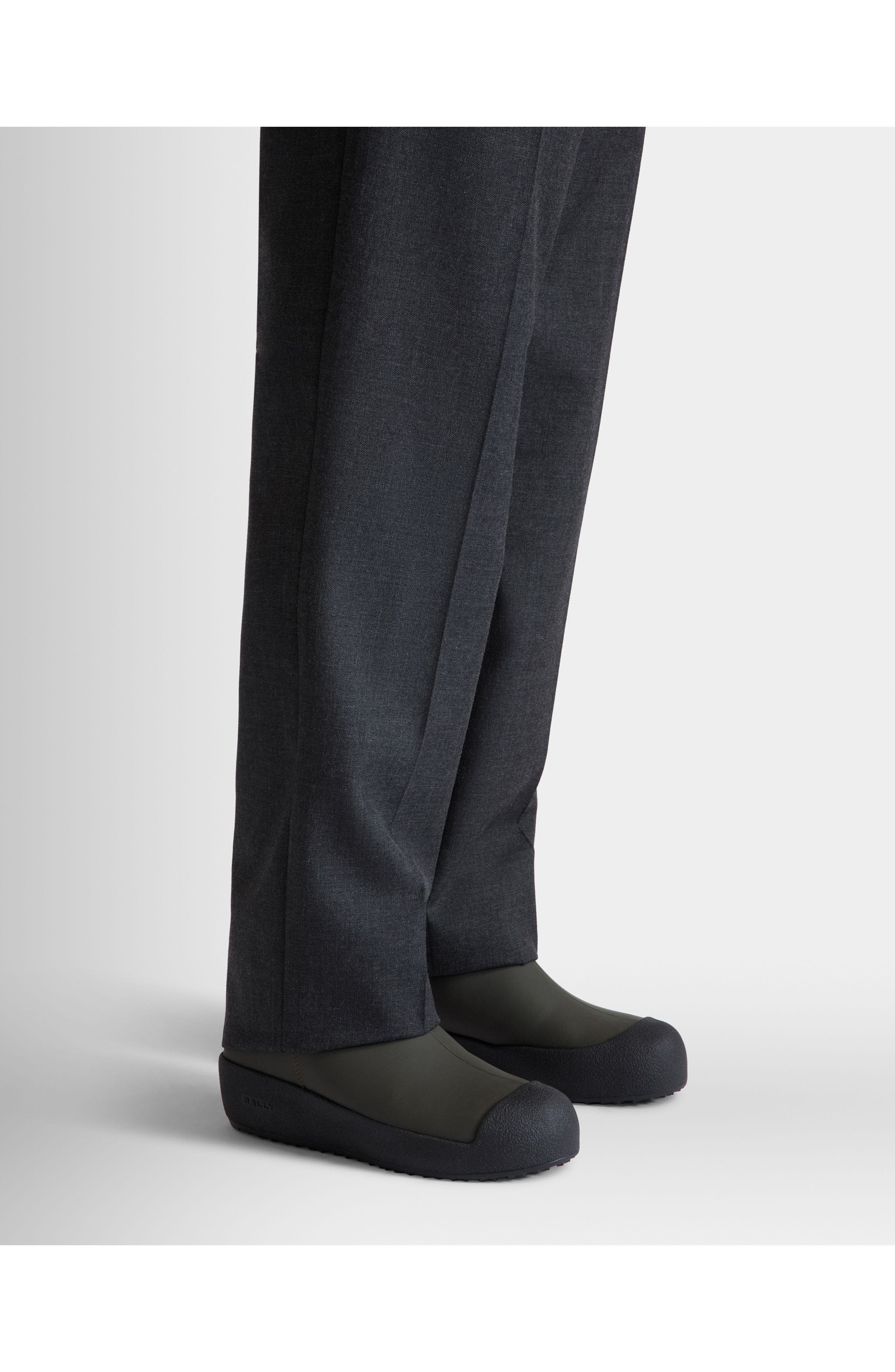 Bally Curling Bootie in Rubberized Calf Leather, Alternate, color, Green