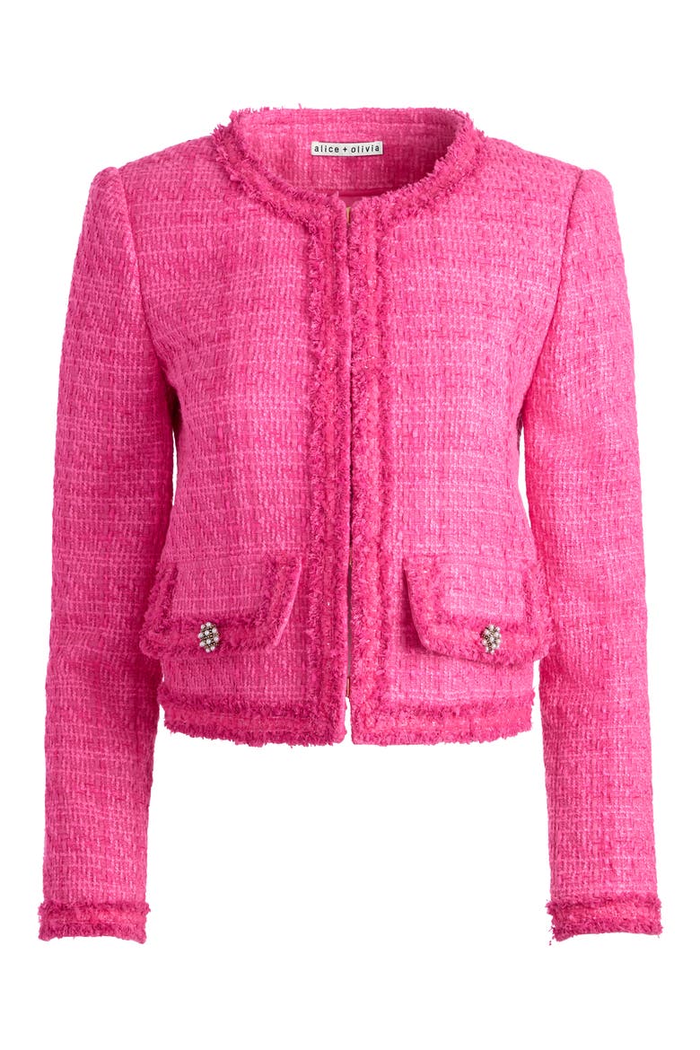 Landon Boxy Crop Tweed Jacket, Alternate, color, WILD PINK