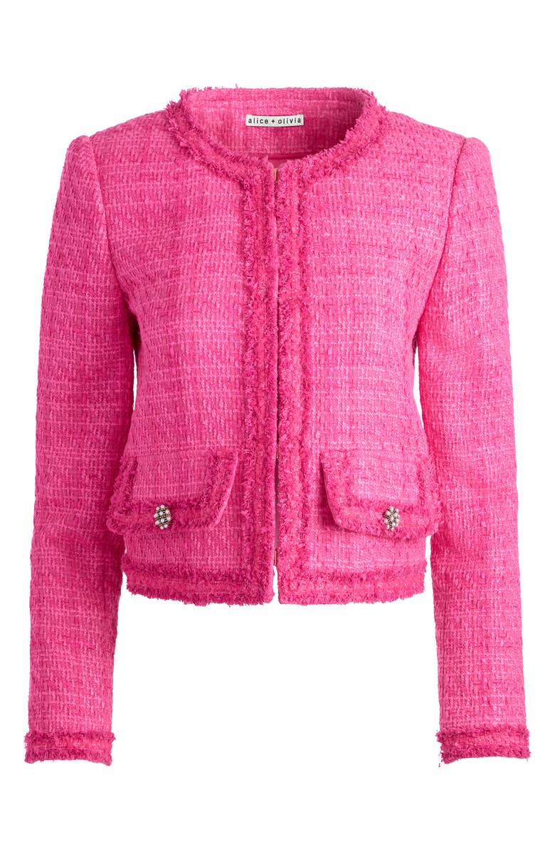 Alice + Olivia Landon Boxy Crop Tweed Jacket, Alternate, color, Wild Pink