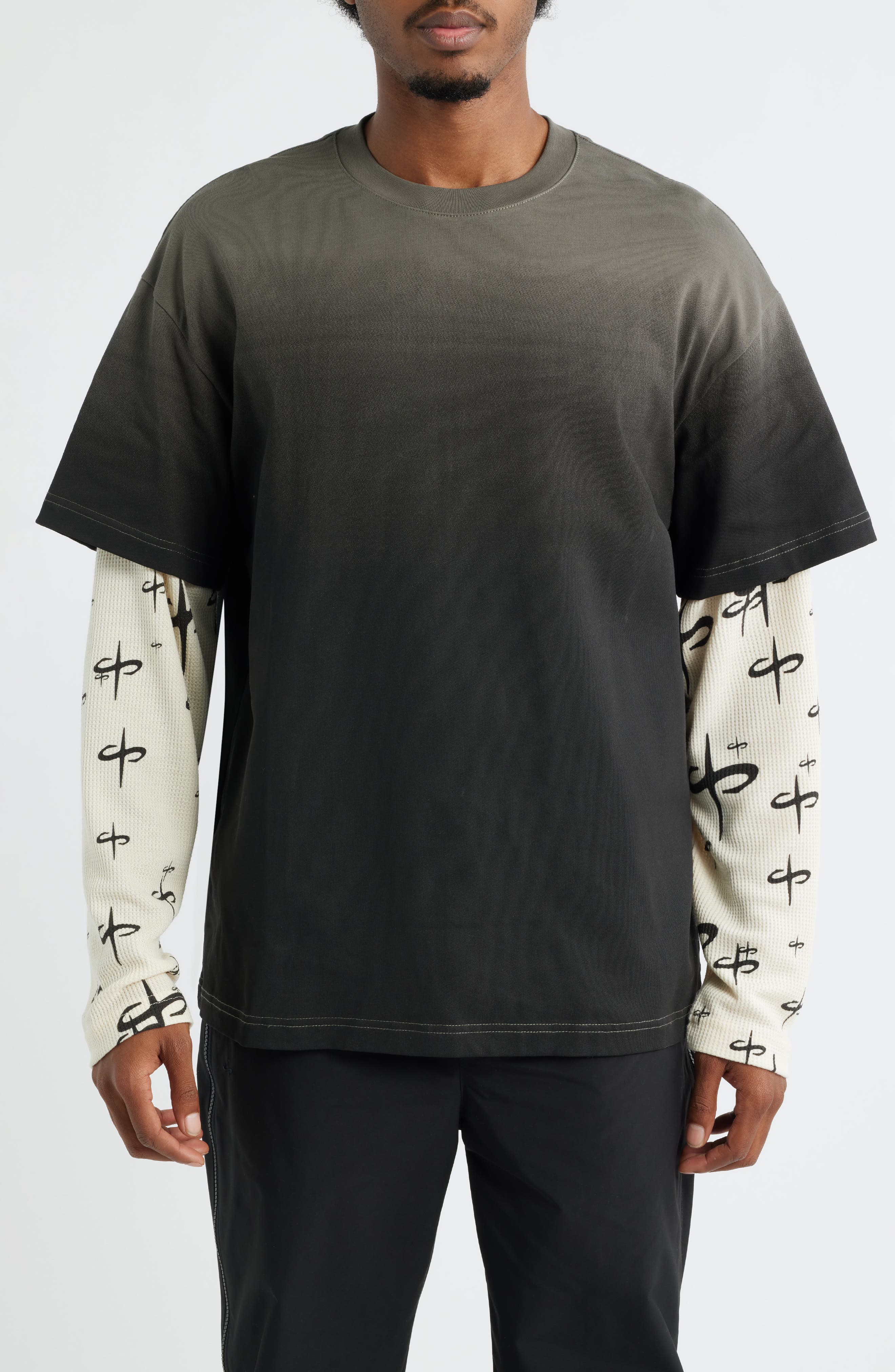 Ispica Long Sleeve Cotton Layered Look T-Shirt