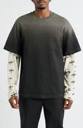 SANTO STUDIO Ispica Long Sleeve Cotton Layered Look T-Shirt