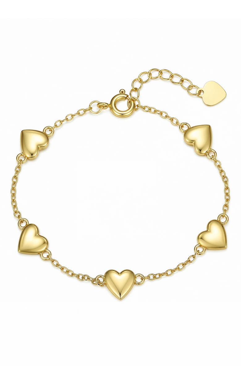 Lily Nily Puffed Heart Bracelet, Main, color, Gold