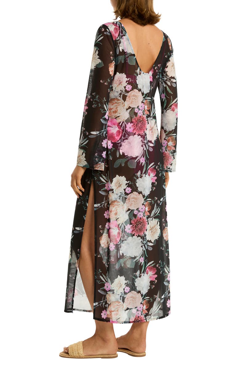 Sea Level Belle Long Sleeve Multifit Mesh Cover-Up Dress, Alternate, color, 