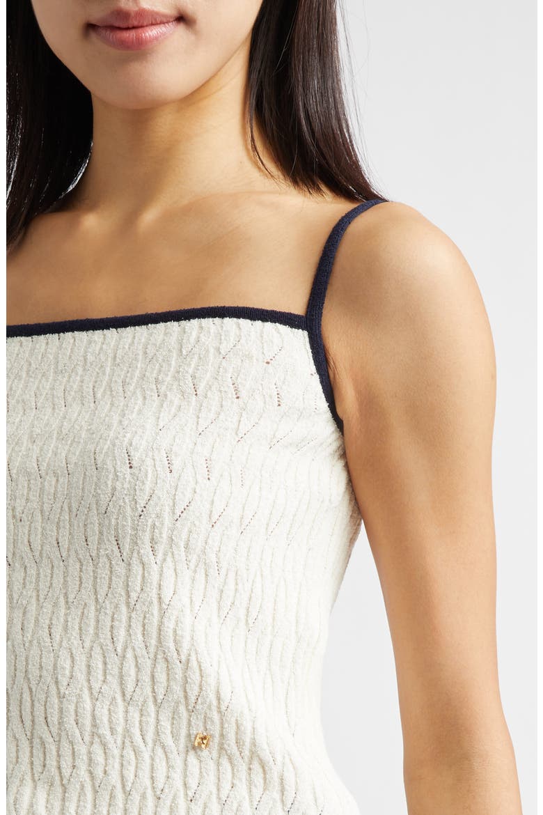 Contrast Trim Pointelle Cable Knit Camisole, Alternate, color, IVORY