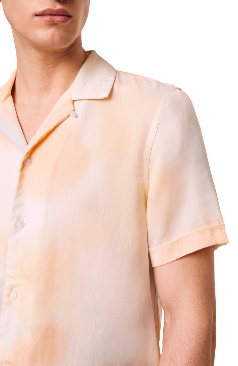 French Connection Slim Fit Tie Dye Short Sleeve Button-Up Camp Shirt, Alternate, color, 