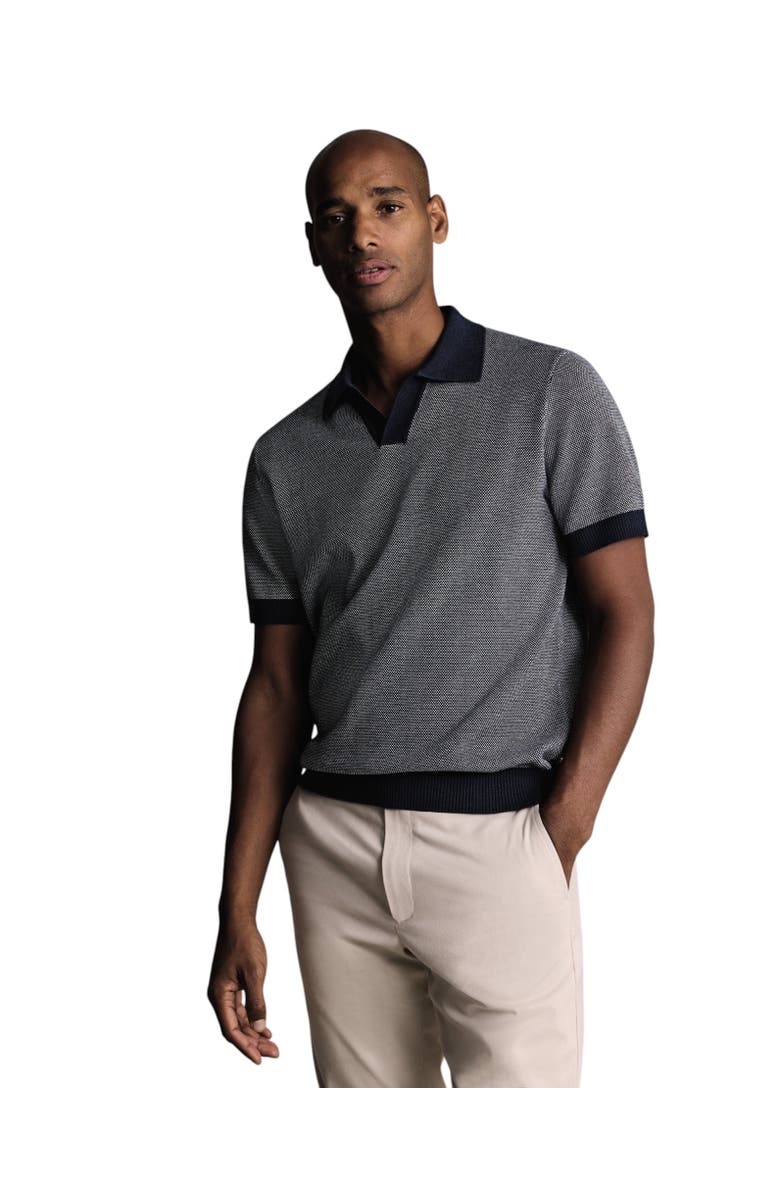 Charles Tyrwhitt Cotton Birdseye Knitted Polo, Main, color, Navy