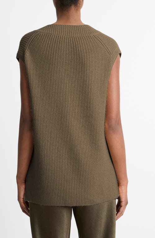 Vince Wool-cashmere Houndstooth V-neck Vest In Vine