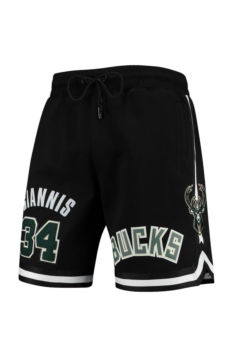 PRO STANDARD Men's Pro Standard Giannis Antetokounmpo Black Milwaukee Bucks Player Shorts, Alternate, color,