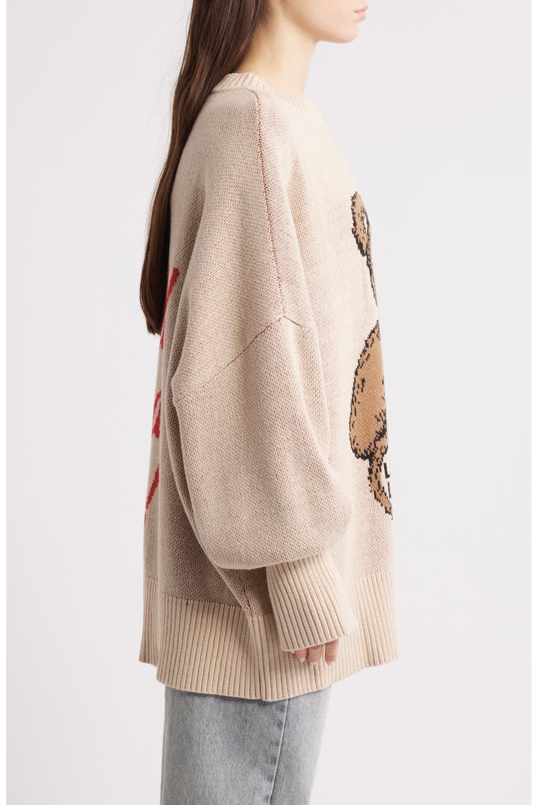 Teddy Bear Oversize Sweater, Alternate, color, BEIGE