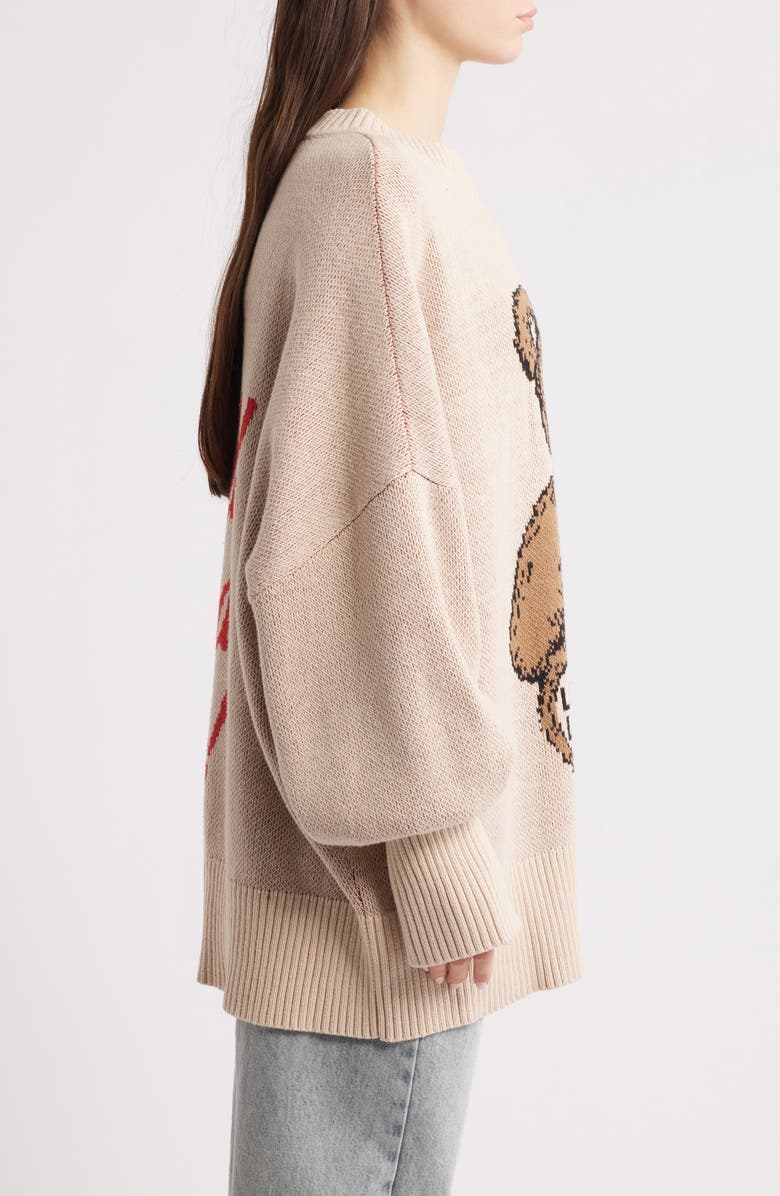 Dressed in Lala Teddy Bear Oversize Sweater, Alternate, color, Beige