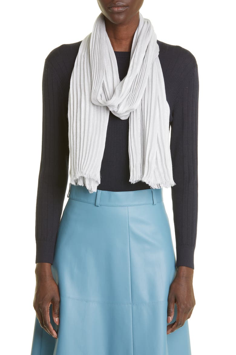 Evening Plissé Pleat Cashmere Blend Stole, Alternate, color, SHINE SILVER SHELL