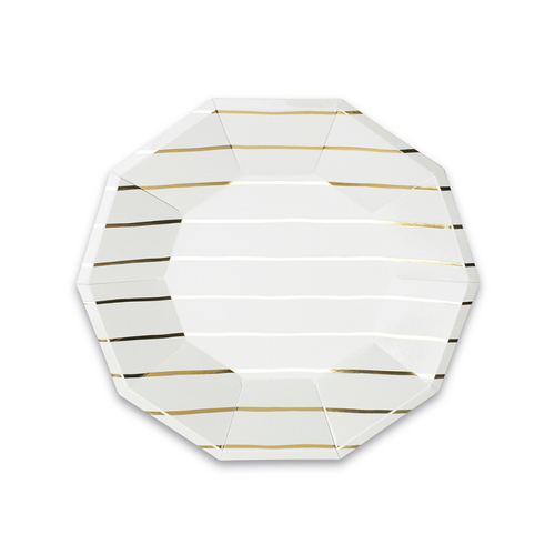 Daydream Society Frenchie Striped Small Plates In Gold