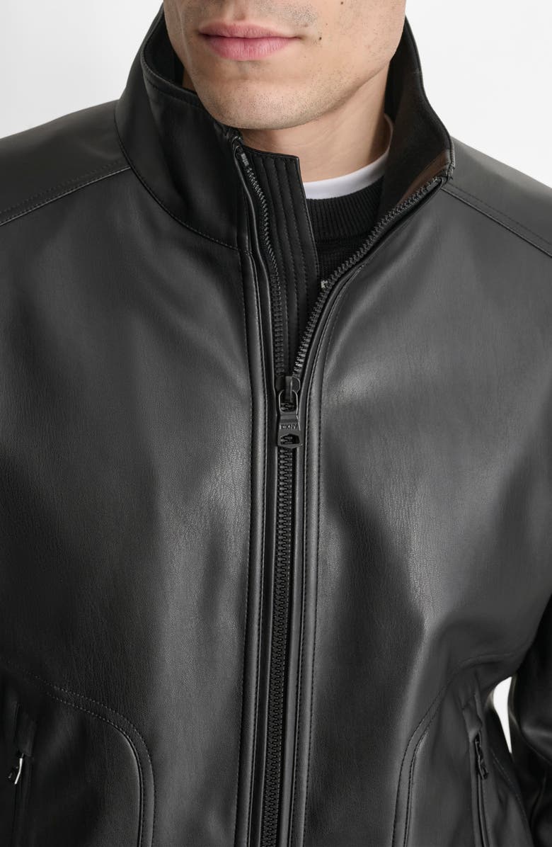 DKNY Faux Leather Bomber Jacket, Alternate, color, Black