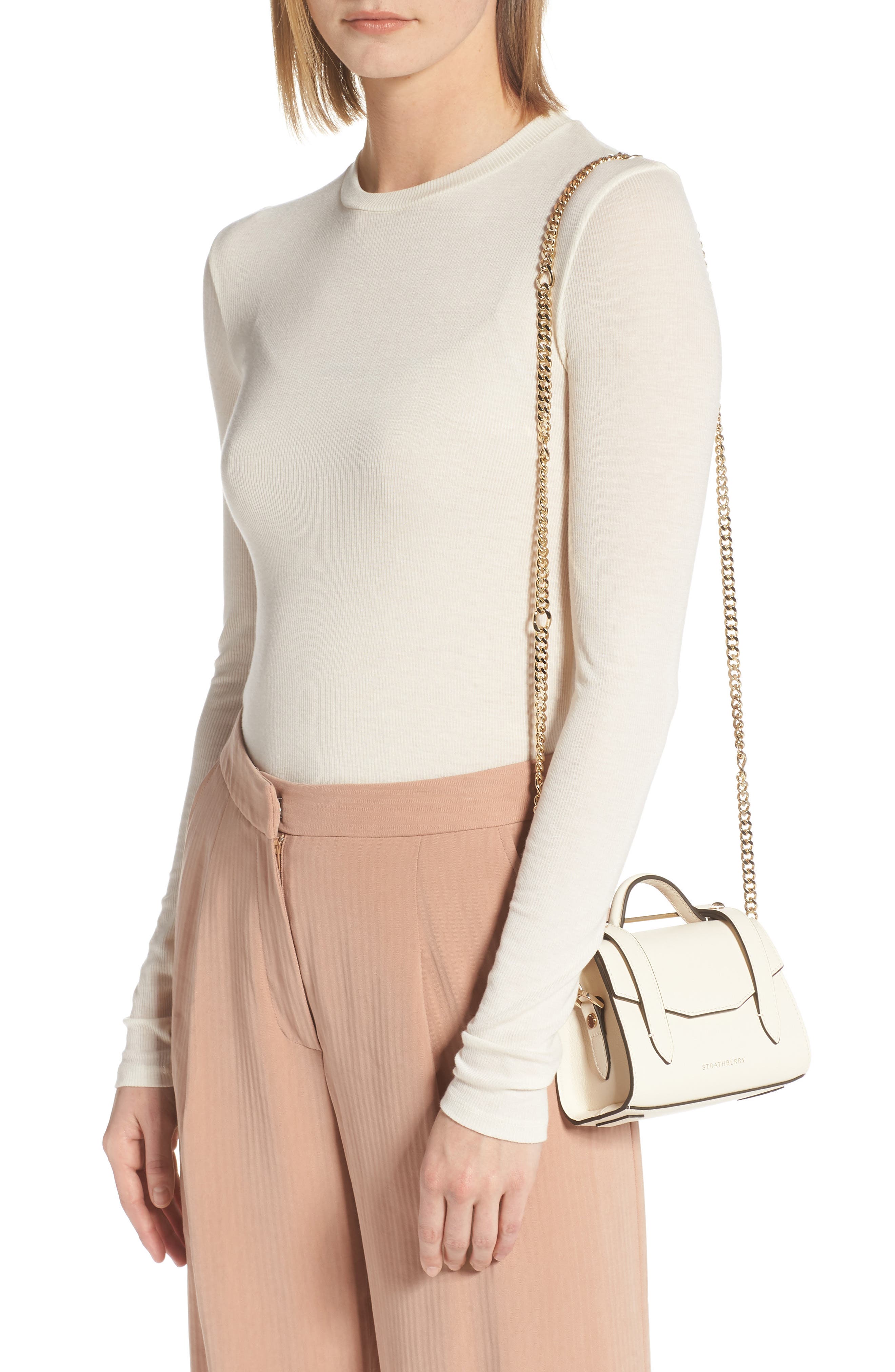 Strathberry Micro Allegro Calfskin Leather Tote, Alternate, color, 