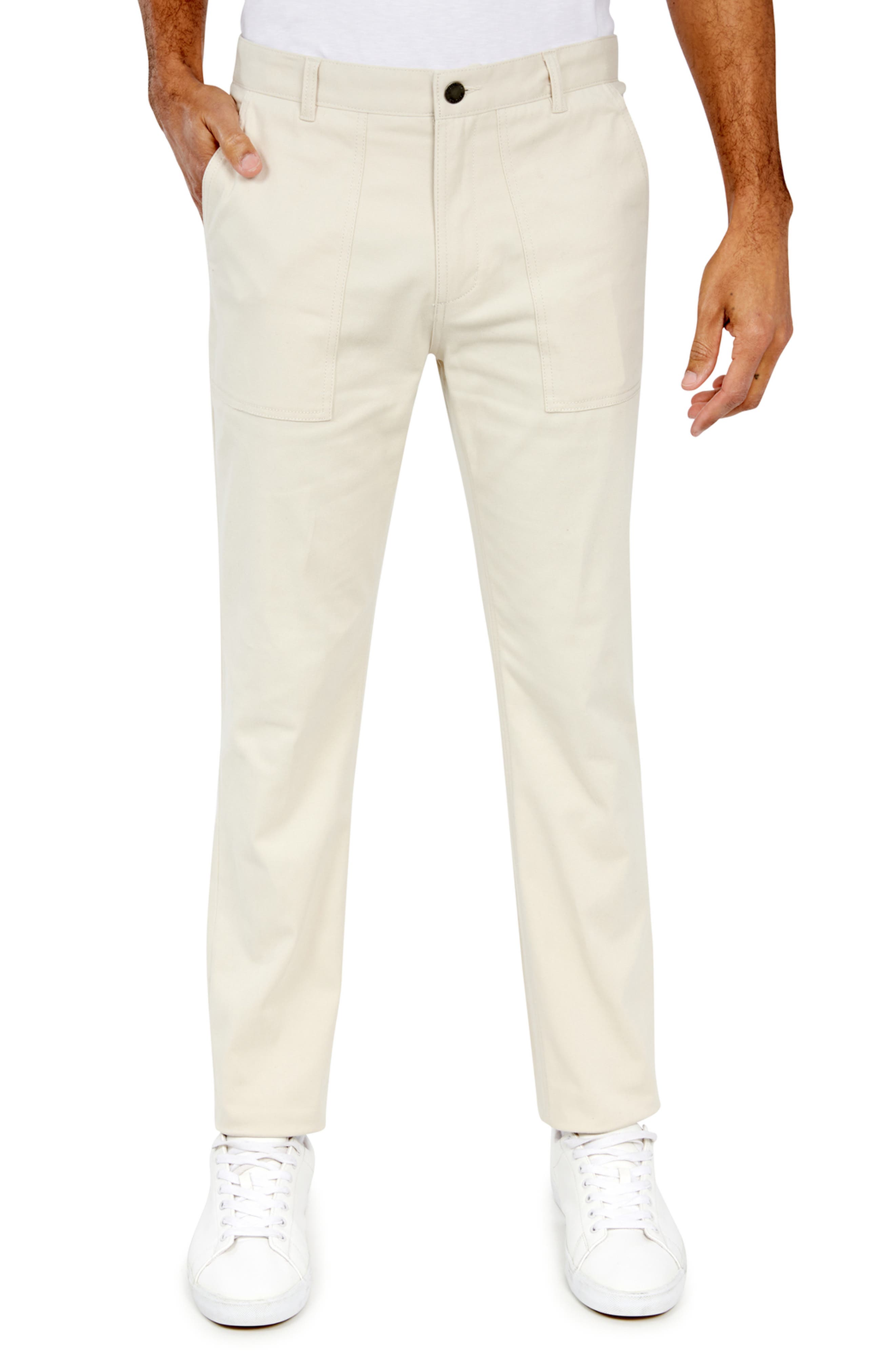 Slim Fit Solid Cotton Stretch Utility Pants - image 3