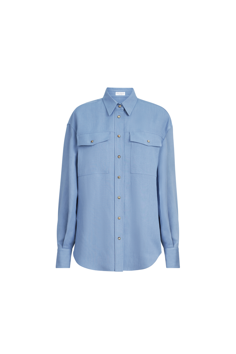 Fluid twill shirt, Alternate, color, Azure