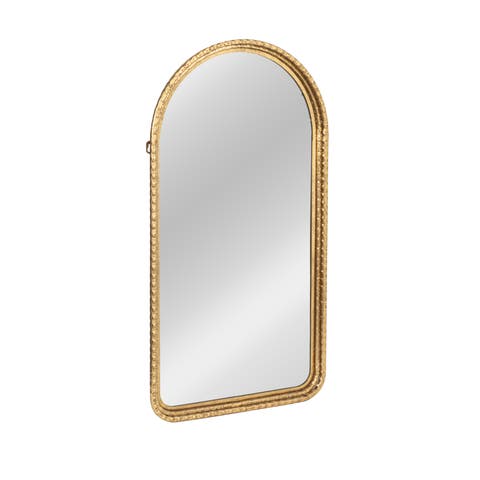 Decorative Arched Metal Wall Mirror, Gold