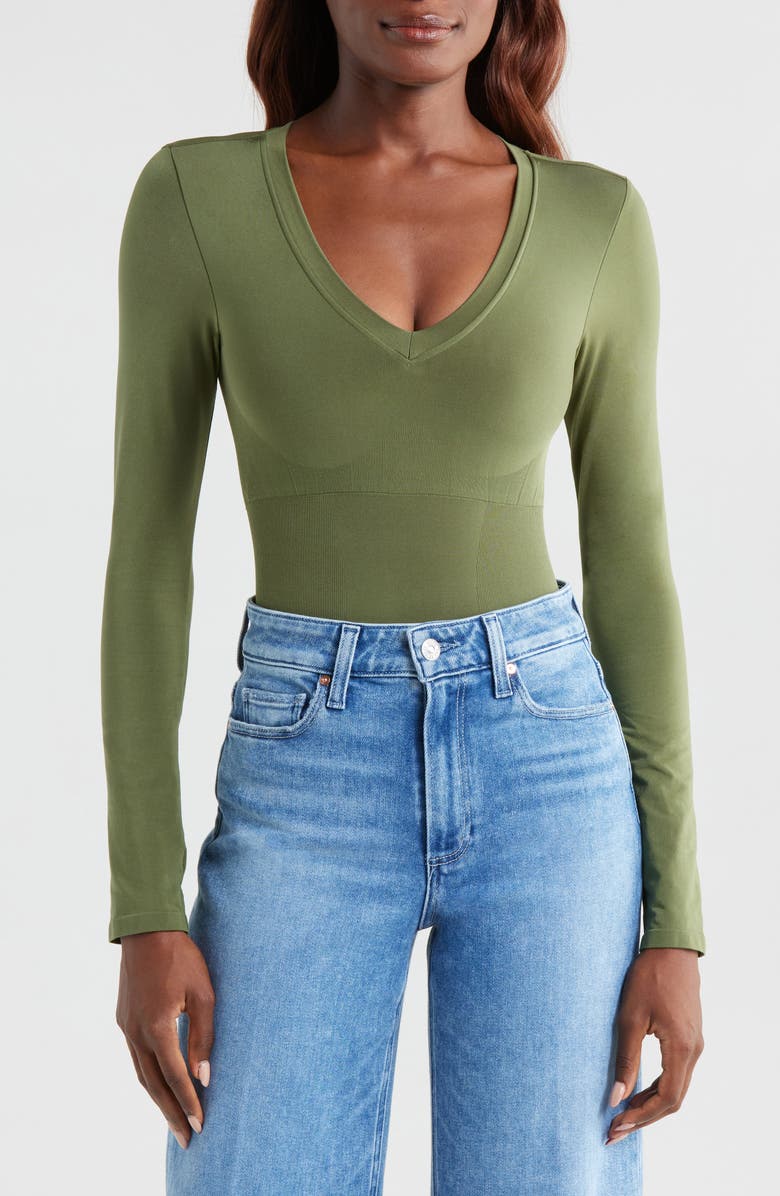 Pinsy Butter Sculpt V-Neck Bodysuit, Alternate, color,