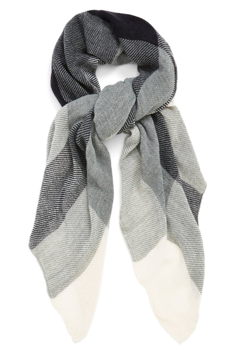 Plaid Scarf, Main, color, GREY/ IVORY