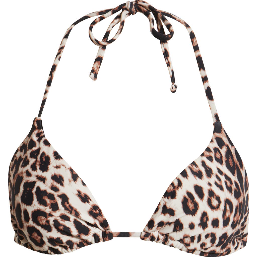 Bp. Classic Triangle Bikini Top In Black- Tan Animal