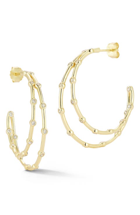Cubic Zirconia Double Hoop Earrings