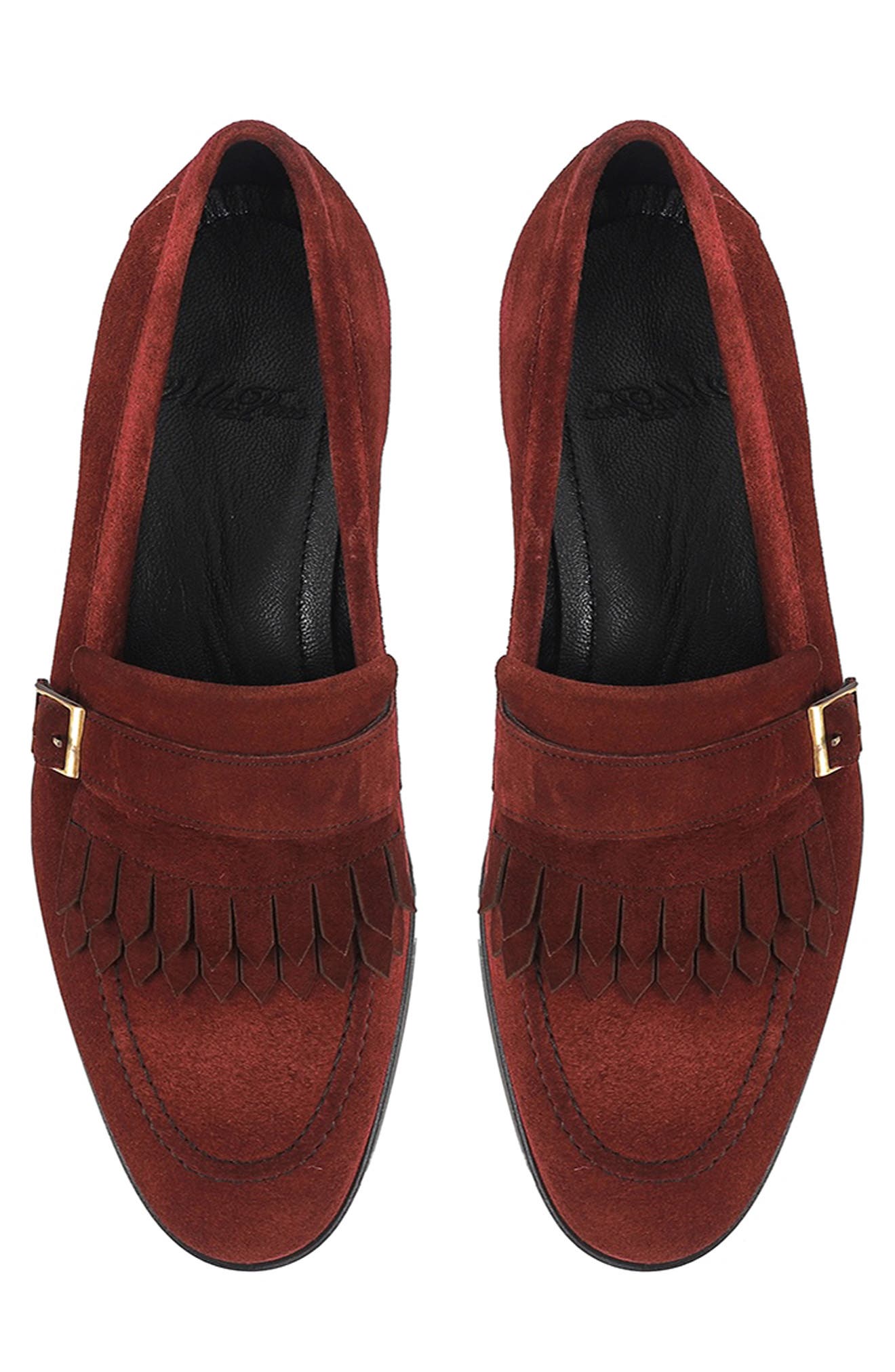 Agenta Kiltie Fringe Loafer, Alternate, color, DARK RED