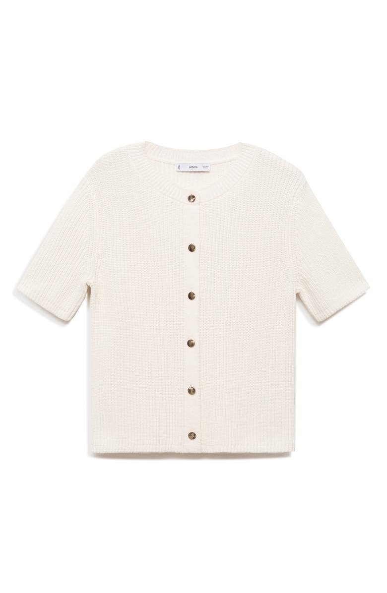 MANGO Short Sleeve Cardigan, Alternate, color, Ecru