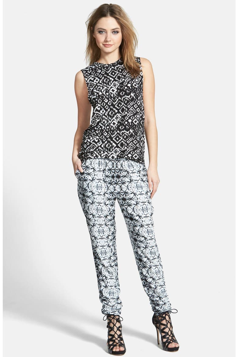 Print Crepe Pants, Alternate, color, IVORY