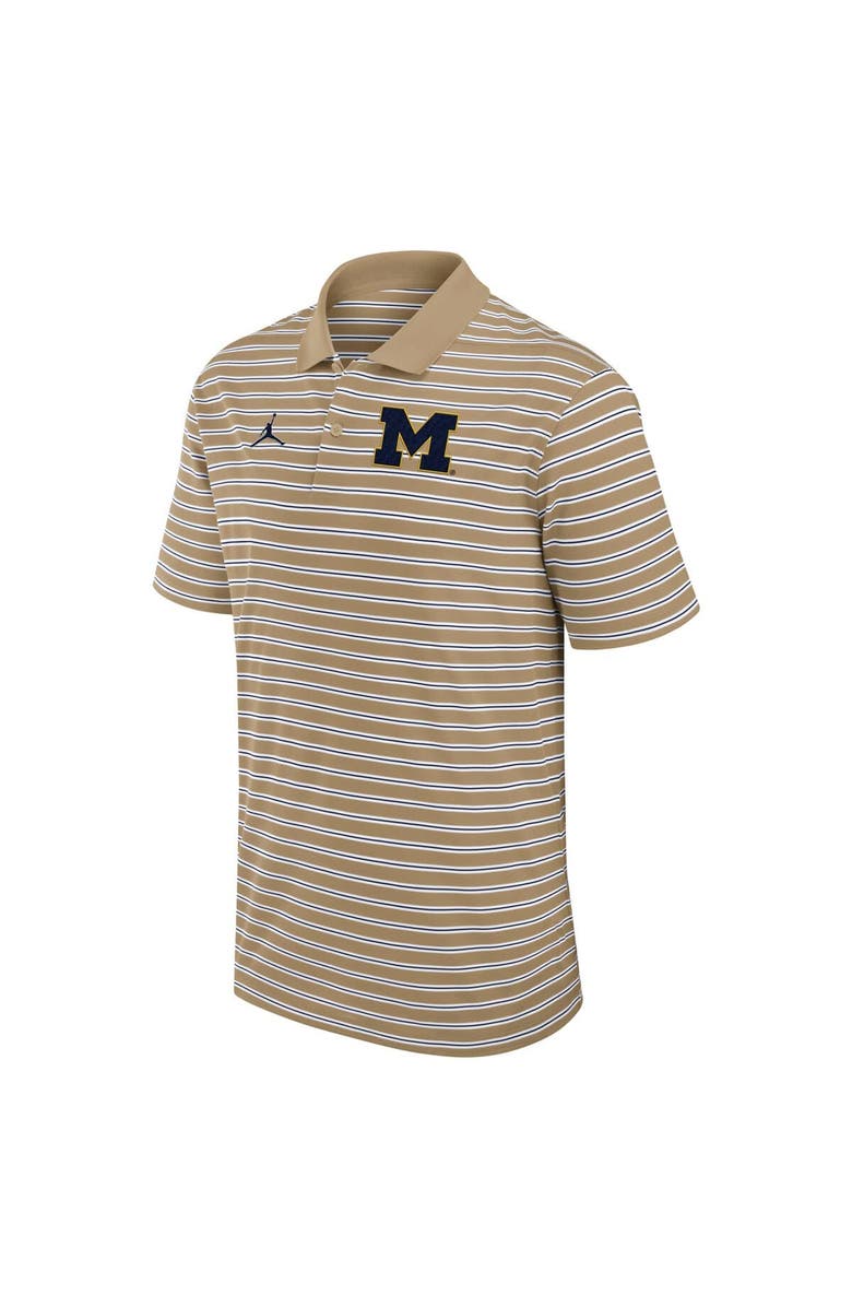 Jordan Brand Men's Jordan Brand Tan/White Michigan Wolverines Primetime Victory Striped Polo, Alternate, color, Tan