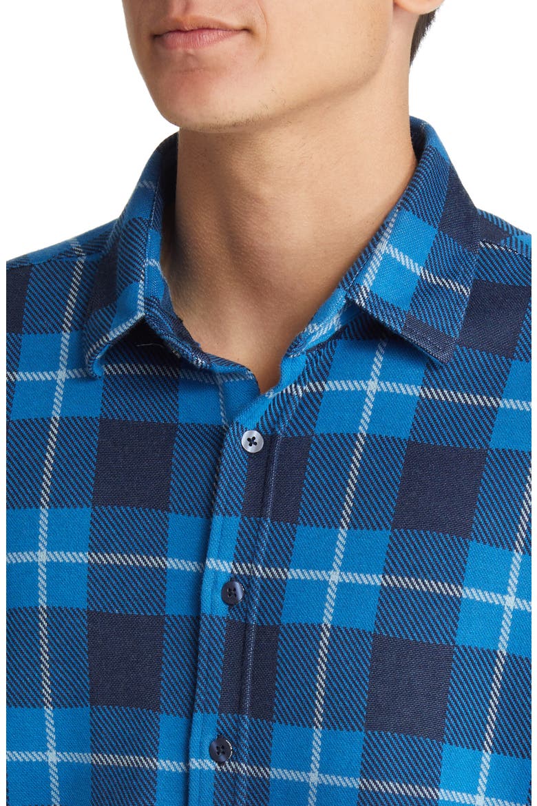 Plaid Jacquard Dip Dye Knit Button-Up Shirt, Alternate, color, NAVY