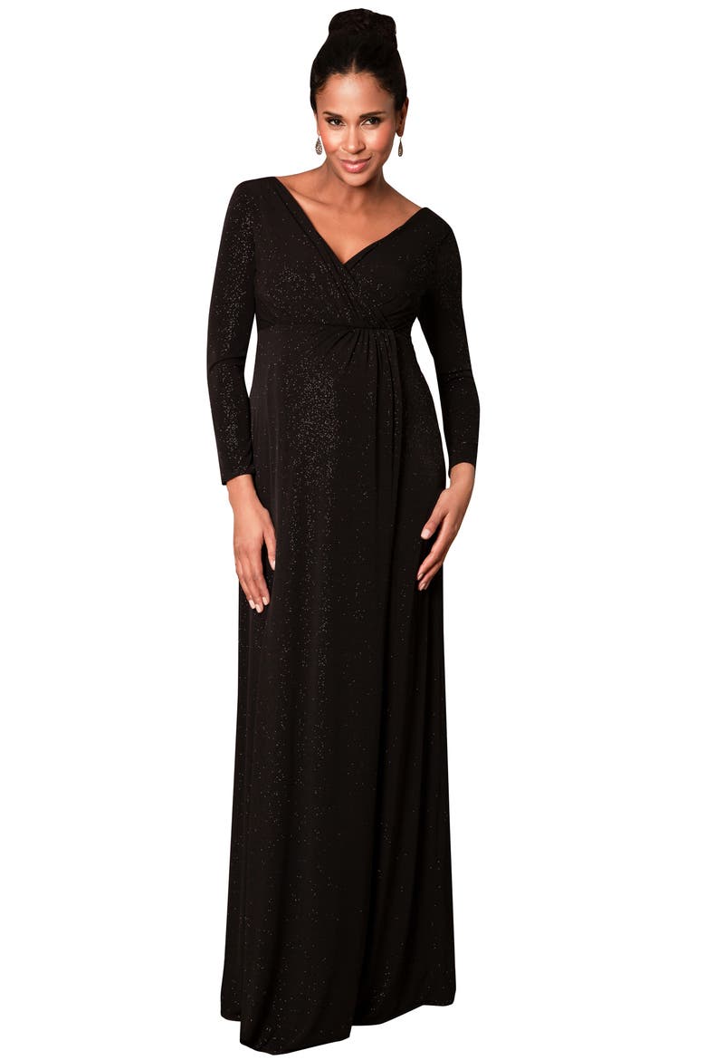 Isabella Maternity Gown Long, Alternate, color, GLITTER BLACK