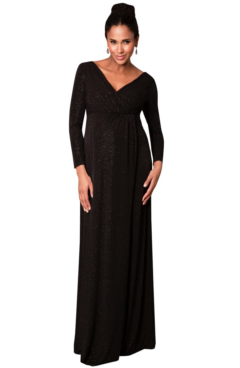 Tiffany Rose Isabella Long Sleeve Glitter Maternity Gown, Alternate, color, 