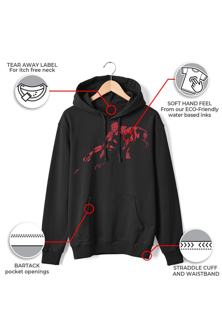Men's Marvel Spider-Man Vintage Red Wraith Shadow Pose  Pull Over Hoodie, Alternate, color, Black