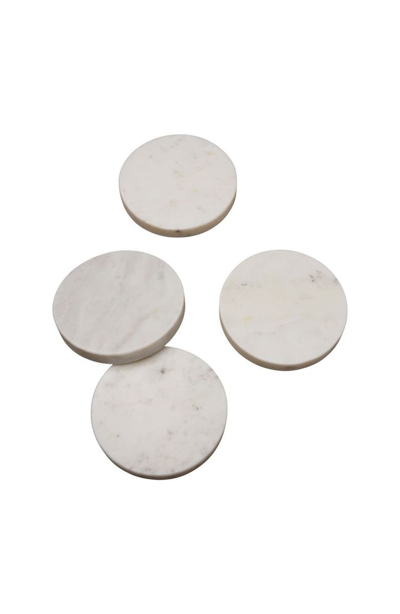 Be Home White Marble Round Coasters - Set of 4, Main, color, White