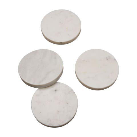 White Marble Round Coasters - Set of 4