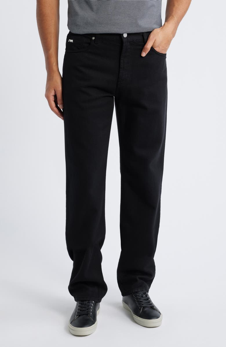 Emporio Armani Black Lyocell & Cotton Twill 5-Pocket Pants, Main, color, Black