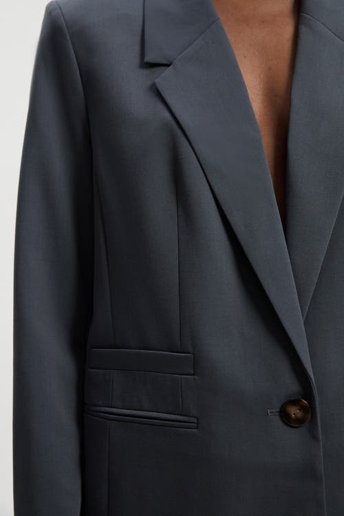 Karen Millen Twill Oversized Blazer In Gray