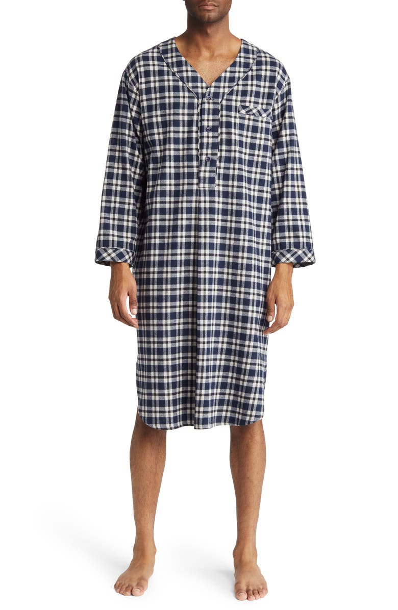 Majestic International Fireside Plaid Cotton Flannel Nightshirt, Main, color, 