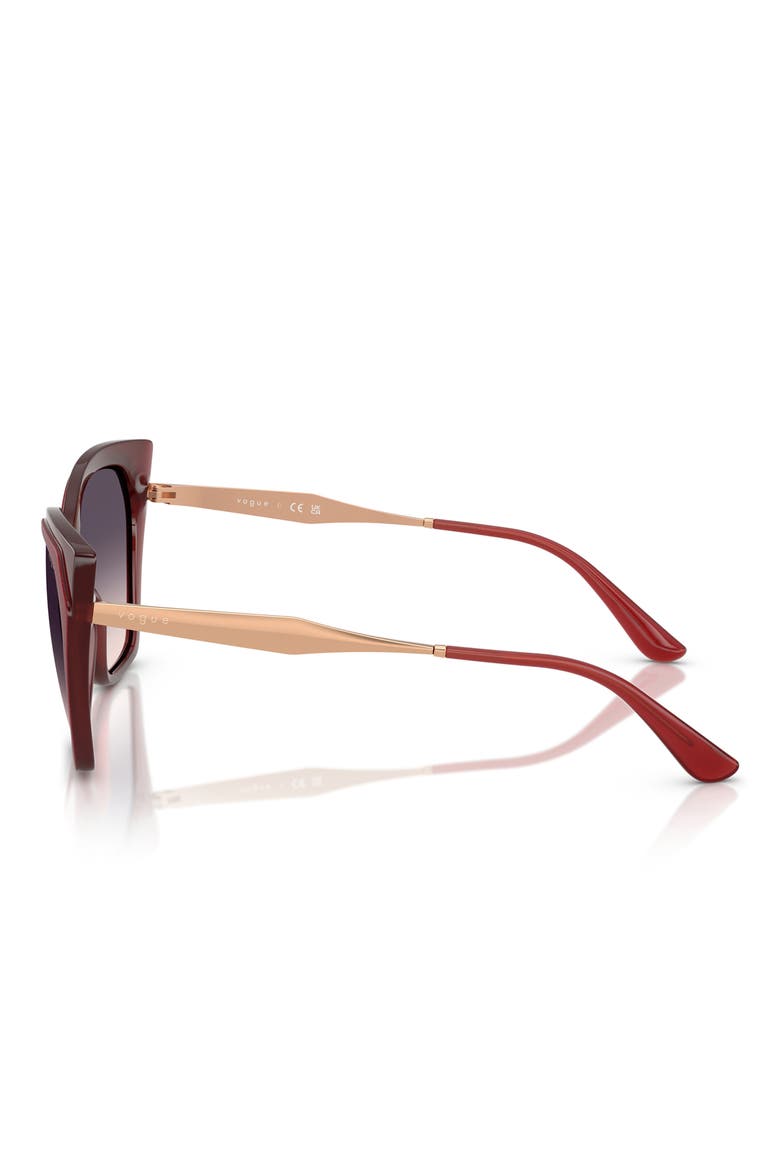 57mm Polarized Gradient Cat Eye Sunglasses, Alternate, color, RED