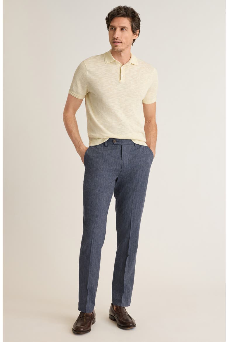Primo Cotton & Linen Blend Chinos, Alternate, color, NAVY BLUE HERRINGBONE