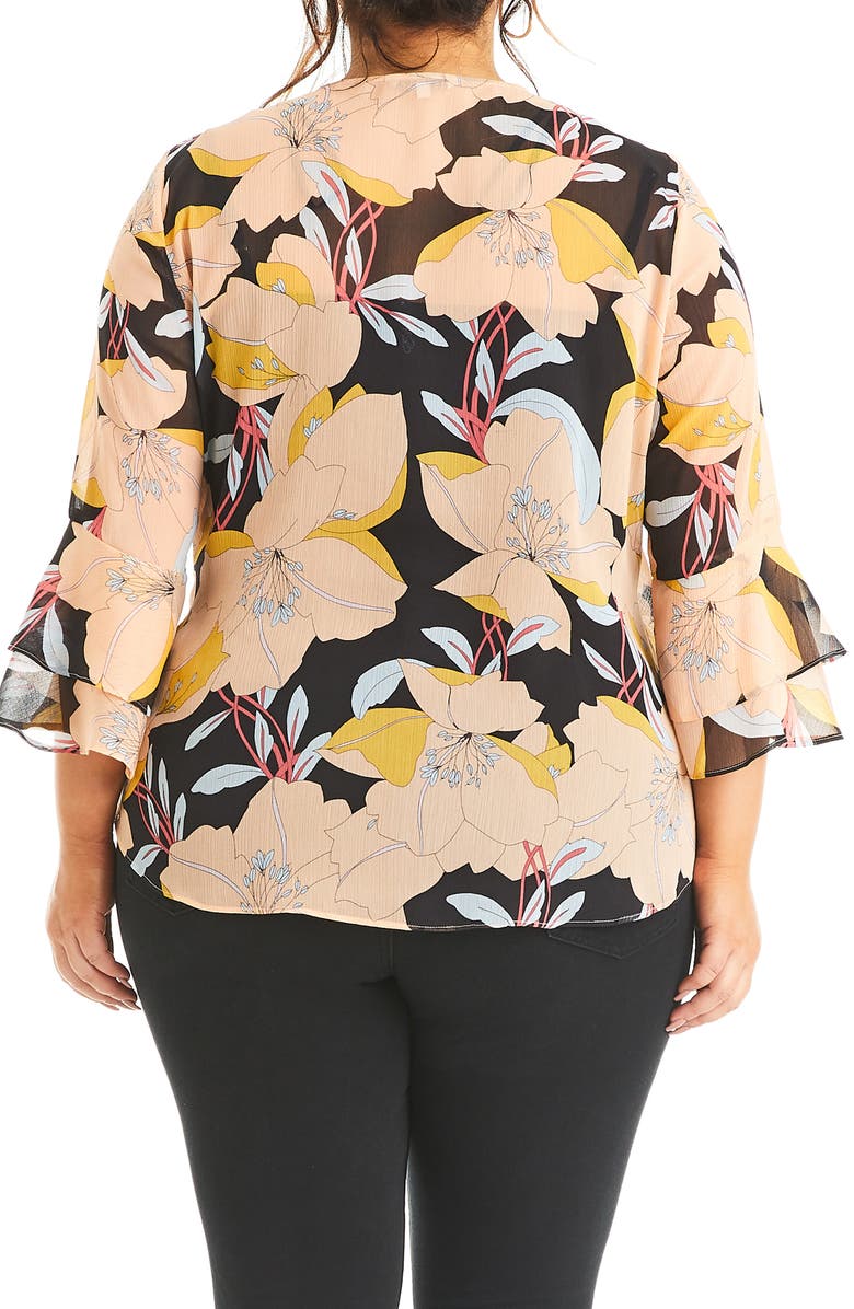 Estelle Sherbet Garden Chiffon Wrap Blouse, Alternate, color,
