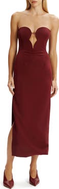 Bardot Eleni Strapless Plunge Neck Midi Dress