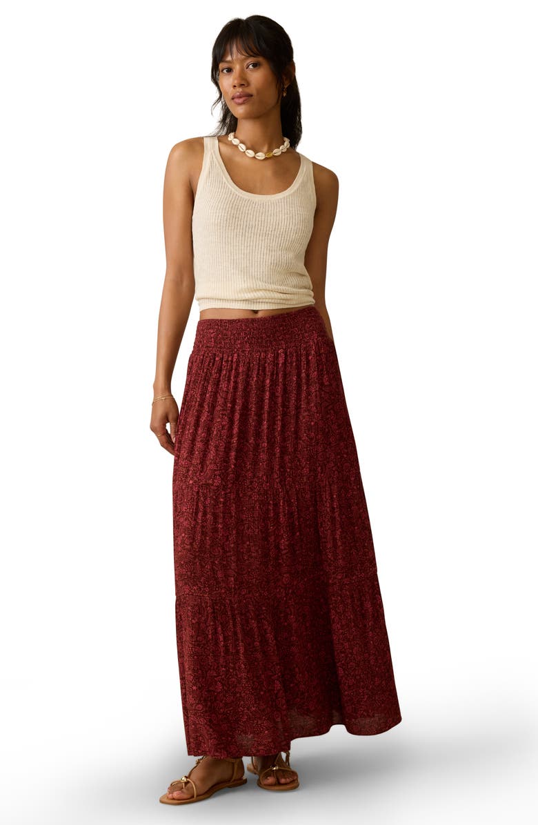 Faherty Woodstock Tiered Smocked Waist Skirt, Alternate, color, Belmonte Floral