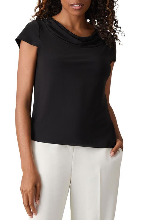 Cap Sleeve Cowl Neck Top (Regular & Petite)