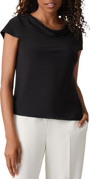 KASPER Cap Sleeve Cowl Neck Top